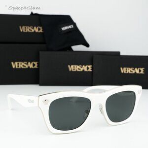 BRAND NEW Versace VE2272 314/87 White Dark Grey Square Women Sunglasses